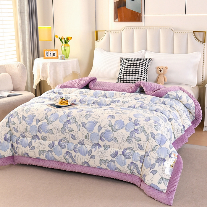 91家纺网 家纺一手货源 找家纺 欧夏被业 2025新款冬被水洗棉豆豆被芯豆豆绒被子学生春秋被供直播 玫瑰花园