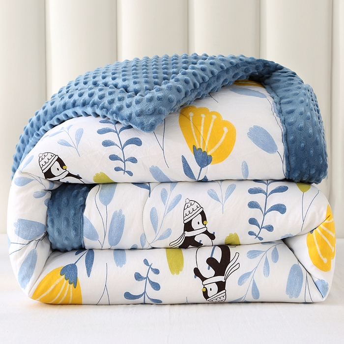 91家纺网 家纺一手货源 找家纺 欧夏被业 2025新款冬被水洗棉豆豆被芯豆豆绒被子学生春秋被供直播 快乐企鹅