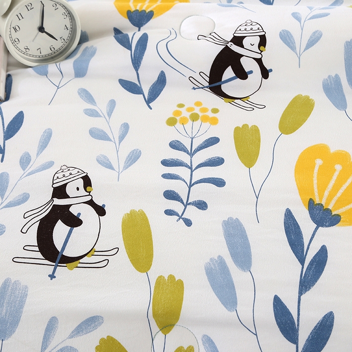 91家纺网 家纺一手货源 找家纺 欧夏被业 2025新款冬被水洗棉豆豆被芯豆豆绒被子学生春秋被供直播 快乐企鹅