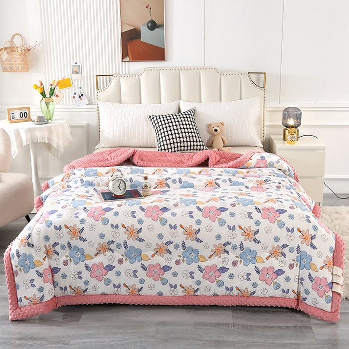 91家纺网 家纺一手货源 找家纺 欧夏被业 2025新款冬被水洗棉豆豆被芯豆豆绒被子学生春秋被供直播 向阳花开