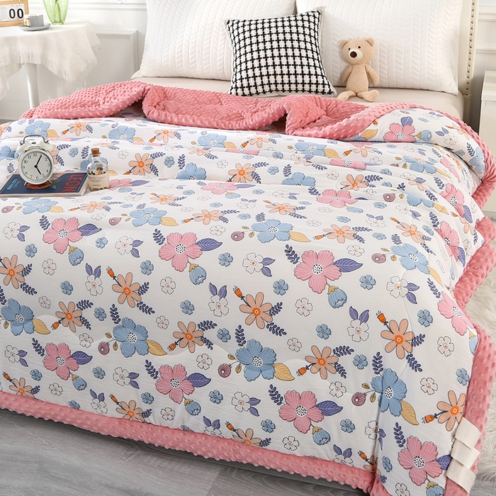 91家纺网 家纺一手货源 找家纺 欧夏被业 2025新款冬被水洗棉豆豆被芯豆豆绒被子学生春秋被供直播 向阳花开