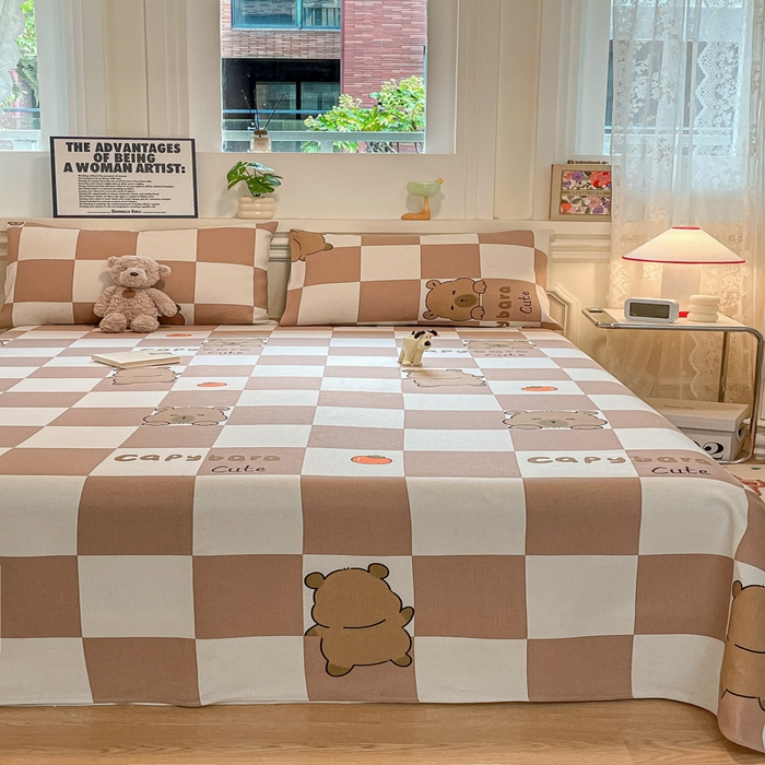 91家纺网 家纺一手货源 找家纺 义博家纺 2025新款原棉老粗布床单凉席格子宝贝