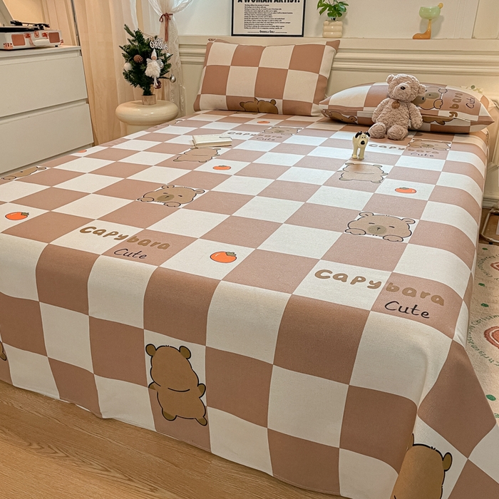 91家纺网 家纺一手货源 找家纺 义博家纺 2025新款原棉老粗布床单凉席格子宝贝