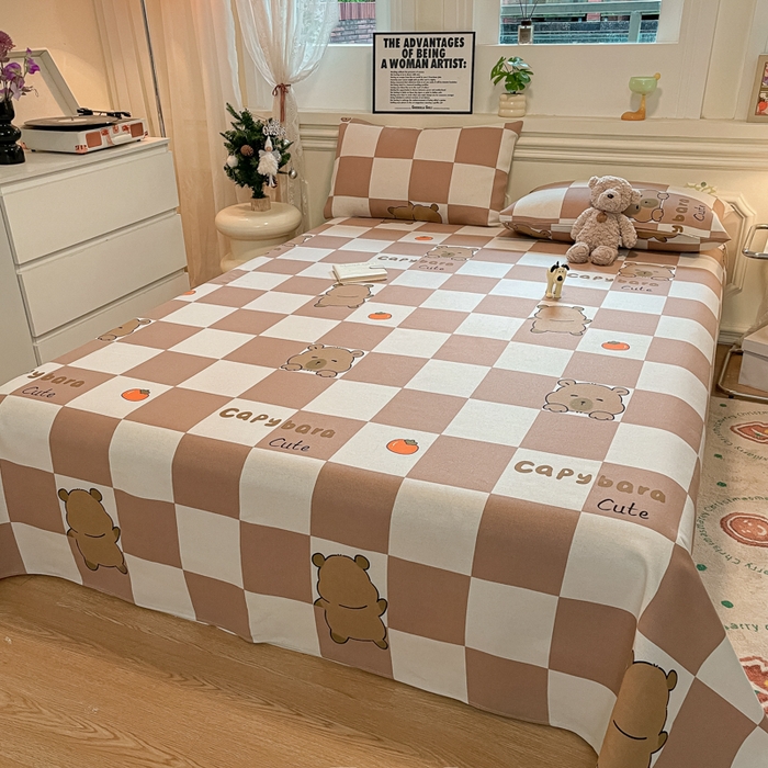 91家纺网 家纺一手货源 找家纺 义博家纺 2025新款原棉老粗布床单凉席格子宝贝