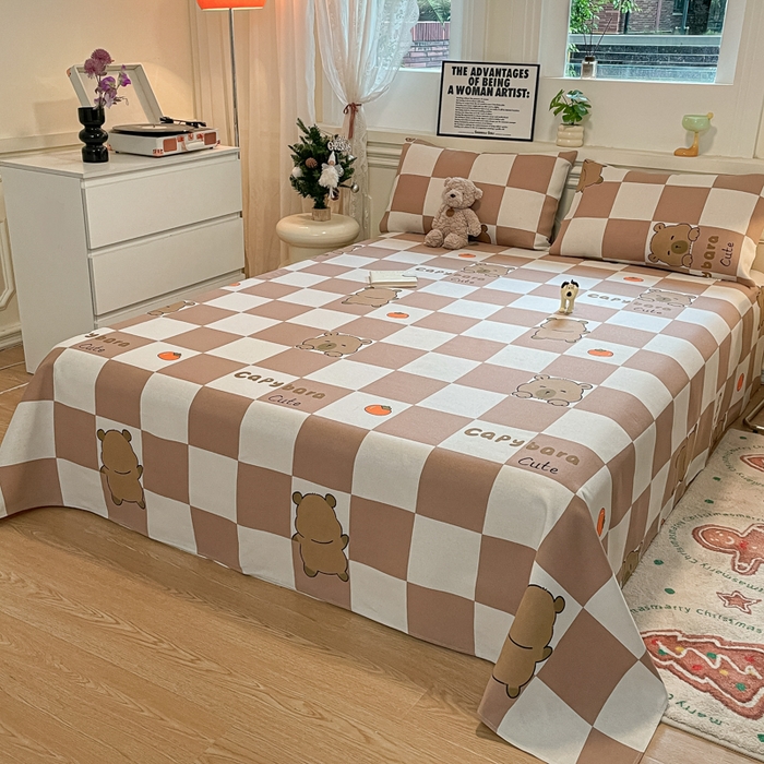 91家纺网 家纺一手货源 找家纺 义博家纺 2025新款原棉老粗布床单凉席格子宝贝