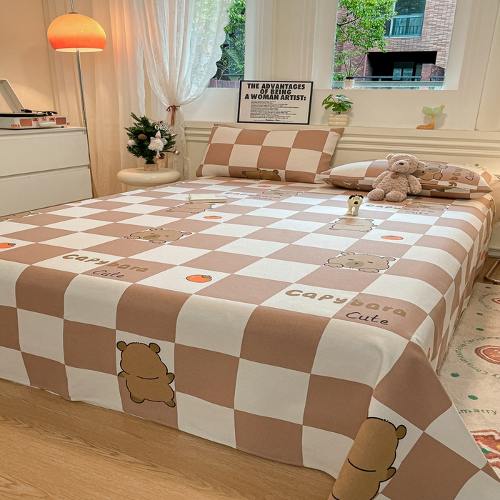 91家纺网 家纺一手货源 找家纺 义博家纺 2025新款原棉老粗布床单凉席格子宝贝