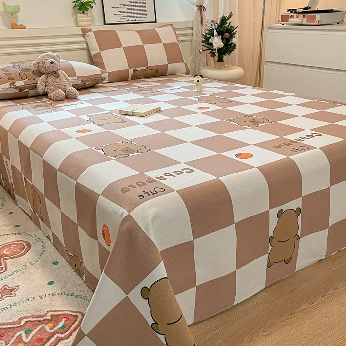 91家纺网 家纺一手货源 找家纺 义博家纺 2025新款原棉老粗布床单凉席格子宝贝