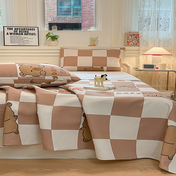 91家纺网 家纺一手货源 找家纺 义博家纺 2025新款原棉老粗布床单凉席格子宝贝