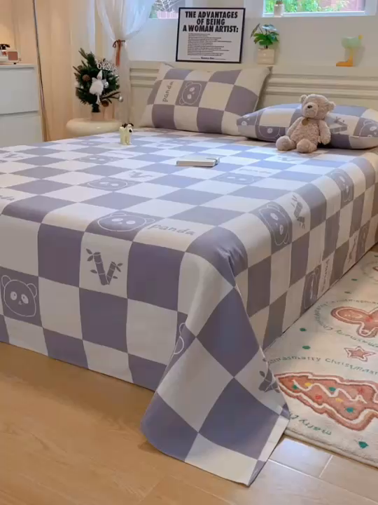 91家纺网 家纺一手货源 找家纺 义博家纺 2025新款原棉老粗布床单凉席格子宝贝