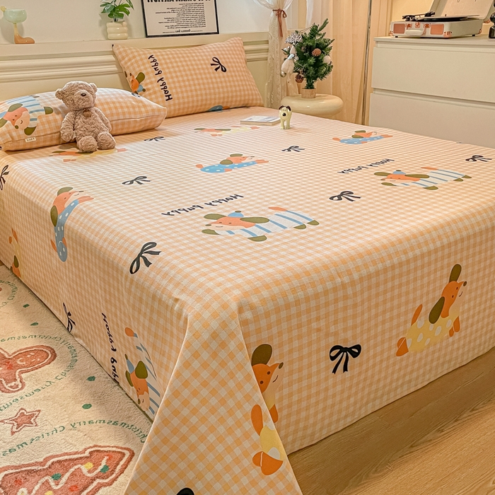 91家纺网 家纺一手货源 找家纺 义博家纺 2025新款原棉老粗布床单凉席欢乐时光