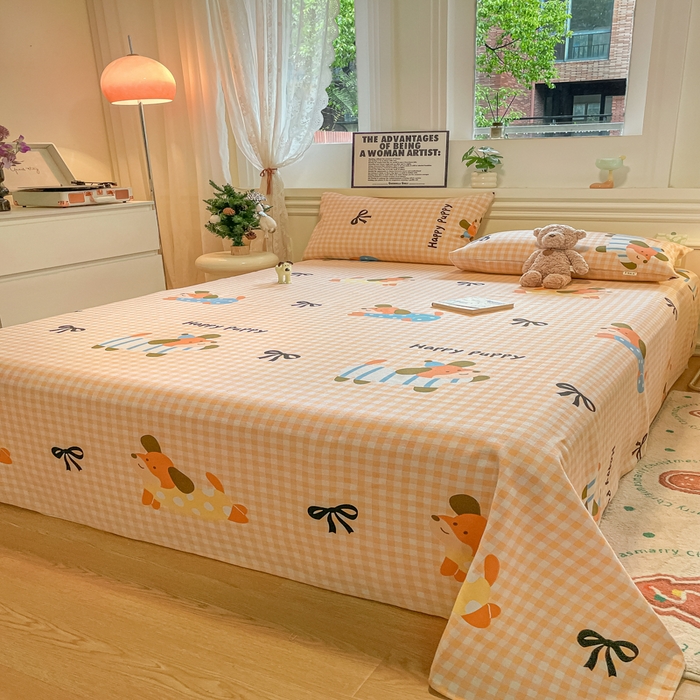 91家纺网 家纺一手货源 找家纺 义博家纺 2025新款原棉老粗布床单凉席欢乐时光