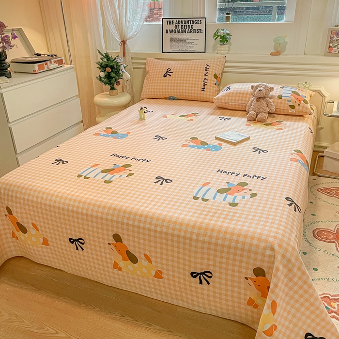 91家纺网 家纺一手货源 找家纺 义博家纺 2025新款原棉老粗布床单凉席欢乐时光