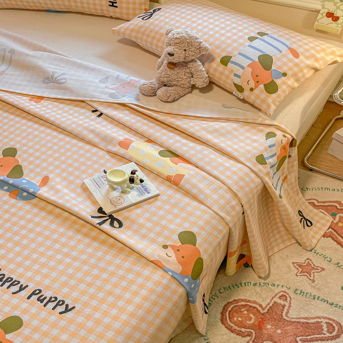 91家纺网 家纺一手货源 找家纺 义博家纺 2025新款原棉老粗布床单凉席欢乐时光