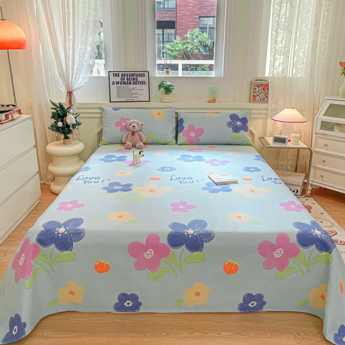 义博家纺 2025新款原棉老粗布床单凉席荣花富贵