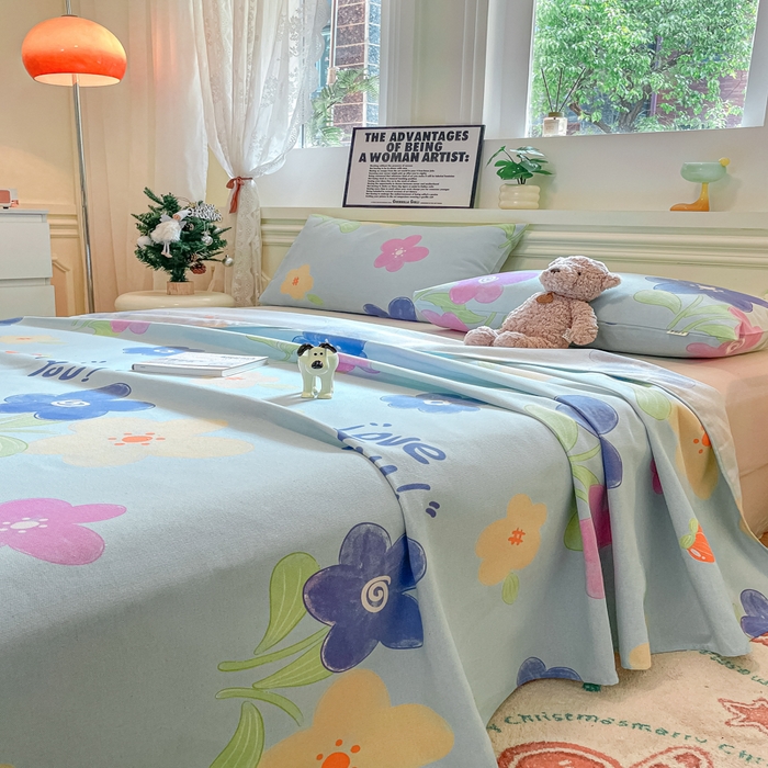 91家纺网 家纺一手货源 找家纺 义博家纺 2025新款原棉老粗布床单凉席荣花富贵