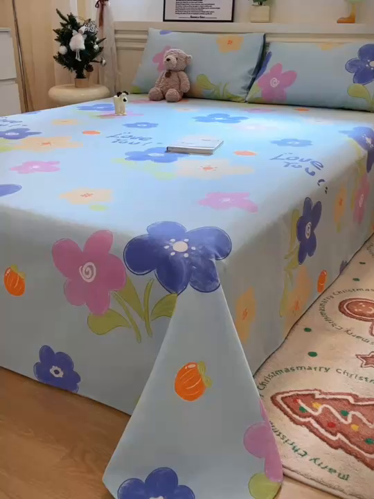 91家纺网 家纺一手货源 找家纺 义博家纺 2025新款原棉老粗布床单凉席荣花富贵