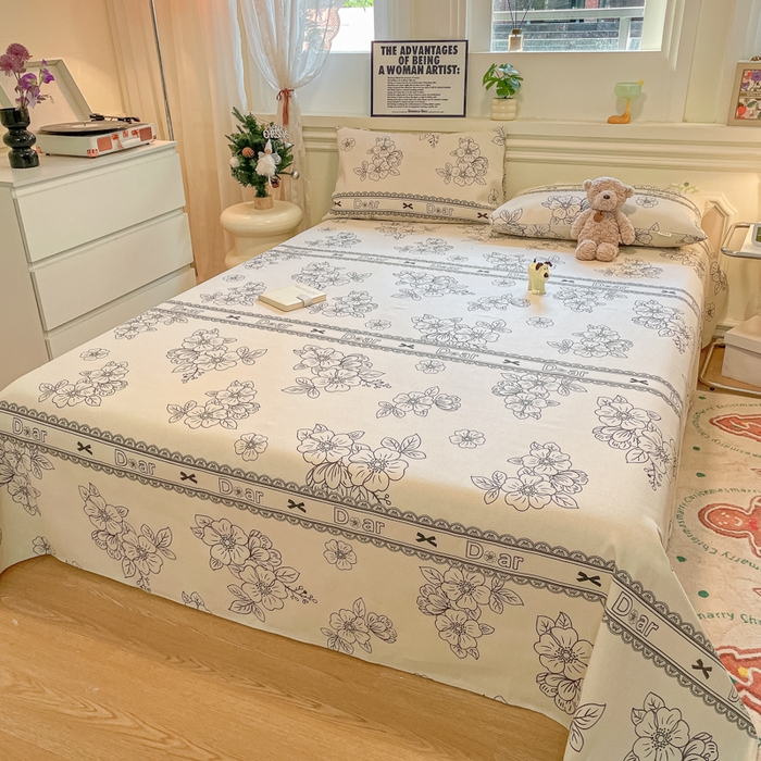 91家纺网 家纺一手货源 找家纺 义博家纺 2025新款原棉老粗布床单凉席山涧幽兰