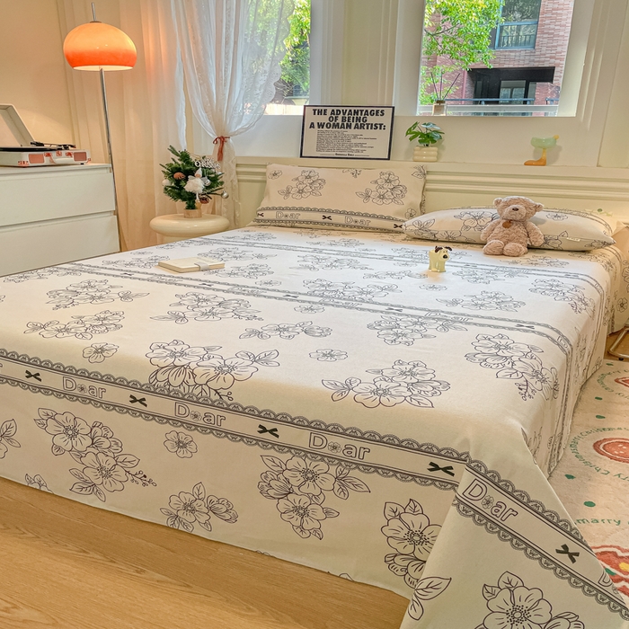 91家纺网 家纺一手货源 找家纺 义博家纺 2025新款原棉老粗布床单凉席山涧幽兰