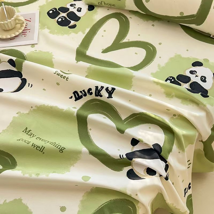 91家纺网 家纺一手货源 找家纺 义博家纺 2025新款原棉老粗布床单凉席小熊猫