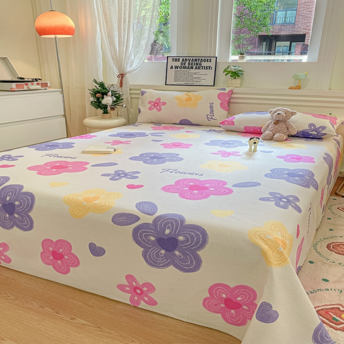 91家纺网 家纺一手货源 找家纺 义博家纺 2025新款原棉老粗布床单凉席星河花语