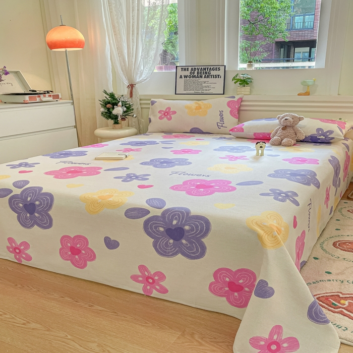 91家纺网 家纺一手货源 找家纺 义博家纺 2025新款原棉老粗布床单凉席星河花语