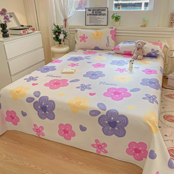 91家纺网 家纺一手货源 找家纺 义博家纺 2025新款原棉老粗布床单凉席星河花语