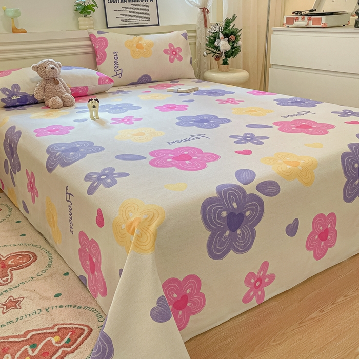 91家纺网 家纺一手货源 找家纺 义博家纺 2025新款原棉老粗布床单凉席星河花语