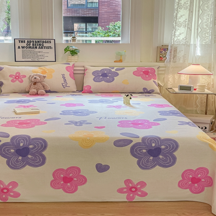 91家纺网 家纺一手货源 找家纺 义博家纺 2025新款原棉老粗布床单凉席星河花语