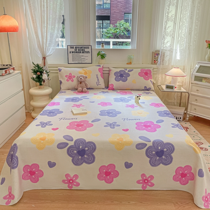 义博家纺 2025新款原棉老粗布床单凉席星河花语