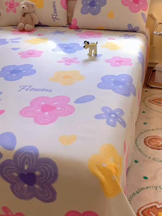 91家纺网 家纺一手货源 找家纺 义博家纺 2025新款原棉老粗布床单凉席星河花语