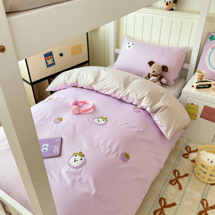 91家纺网 家纺一手货源 找家纺 锦觅 2025新款学生季全棉纯棉毛巾绣三件套奶油小清新刺绣四件套（全文件大图以及买家秀） 甜蜜幸福