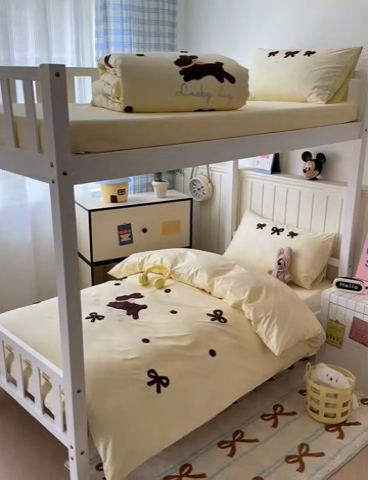 91家纺网 家纺一手货源 找家纺 锦觅 2025新款学生季全棉纯棉毛巾绣三件套奶油小清新刺绣四件套（全文件大图以及买家秀） 奶油兔兔