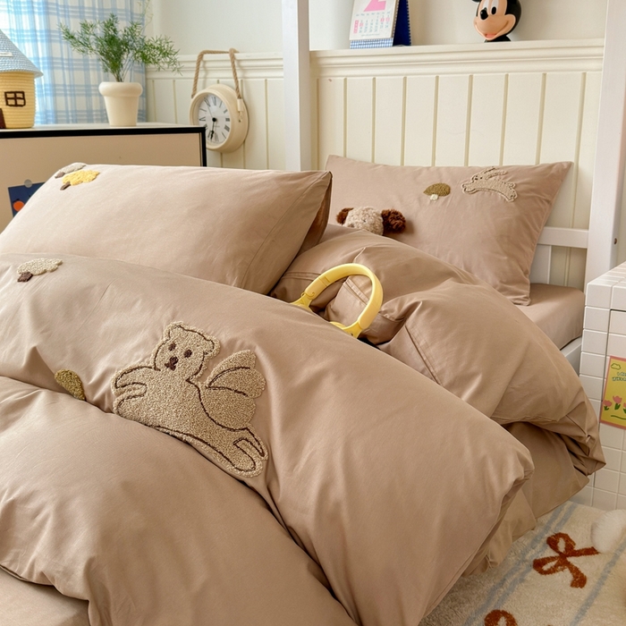 91家纺网 家纺一手货源 找家纺 锦觅 2025新款学生季全棉纯棉毛巾绣三件套奶油小清新刺绣四件套（全文件大图以及买家秀） 丛林趣事