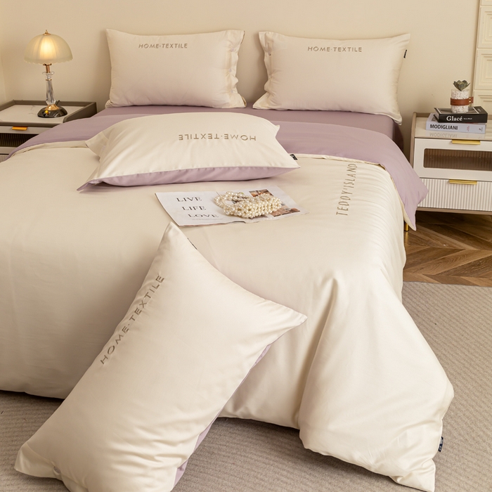 91家纺网 家纺一手货源 找家纺 （总）泰迪爱兰Teddy 2025新款100支（50支）全棉贡缎字母绣花四件套