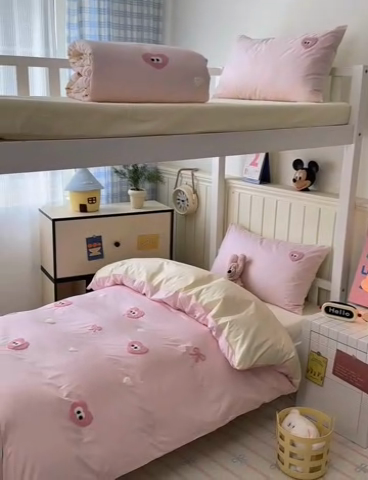 91家纺网 家纺一手货源 找家纺 锦觅 2025新款学生季全棉纯棉毛巾绣三件套奶油小清新刺绣四件套（全文件大图以及买家秀） 大眼爱心