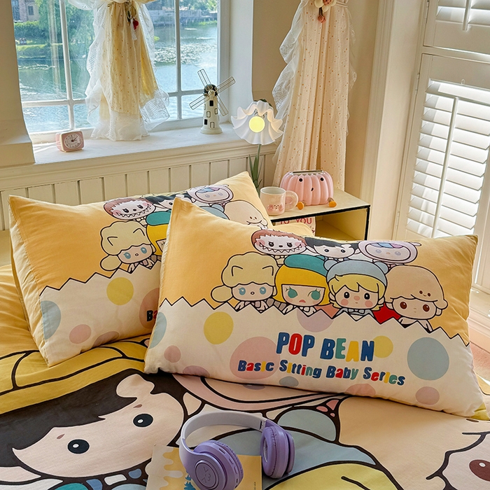 91家纺网 家纺一手货源 找家纺 馨语家居 2025新款全棉双层纱四件套 萌仔叠叠乐