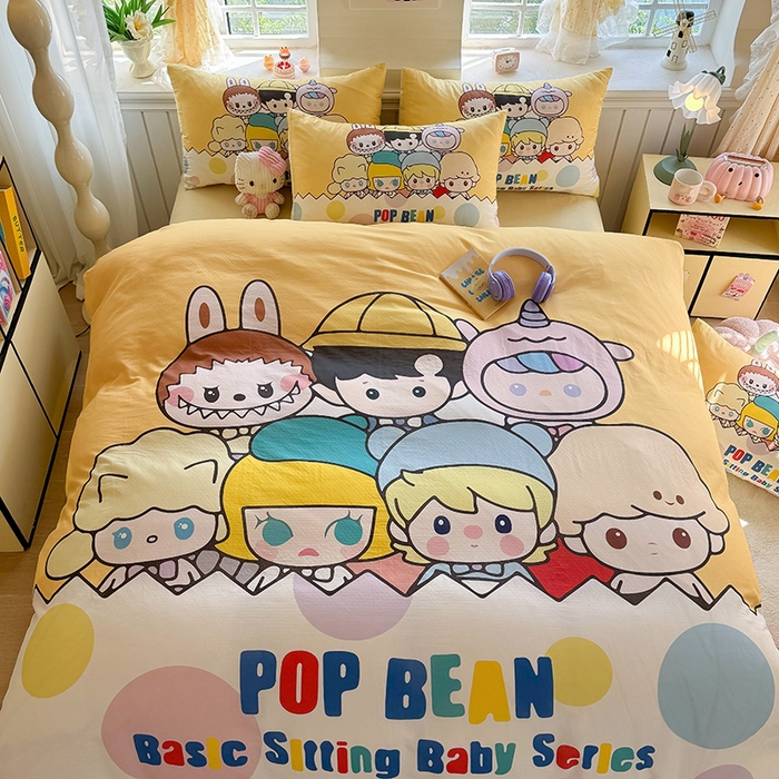 91家纺网 家纺一手货源 找家纺 馨语家居 2025新款全棉双层纱四件套 萌仔叠叠乐