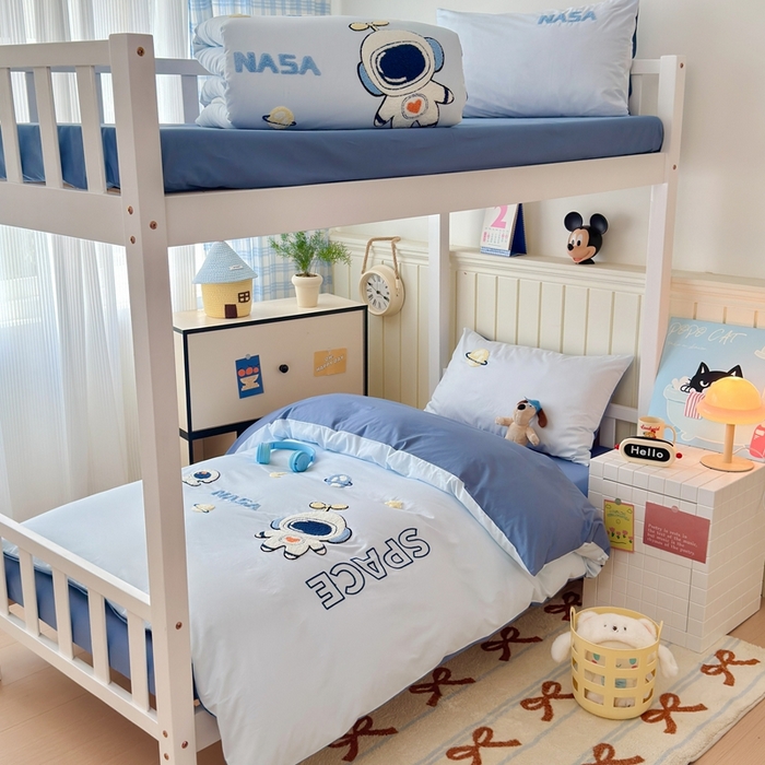 91家纺网 家纺一手货源 找家纺 锦觅 2025新款学生季全棉纯棉毛巾绣三件套奶油小清新刺绣四件套（全文件大图以及买家秀） 小宇航员