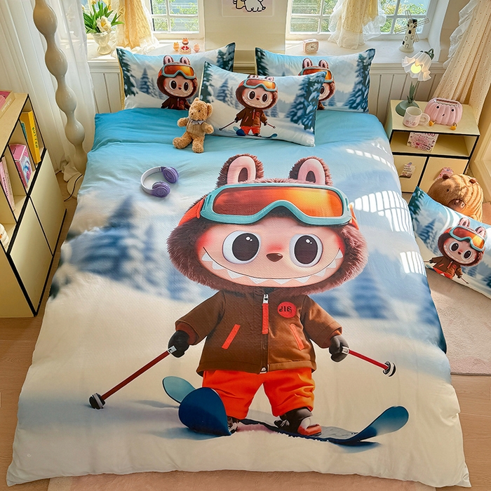 91家纺网 家纺一手货源 找家纺 馨语家居 2025新款全棉双层纱四件套 探险家