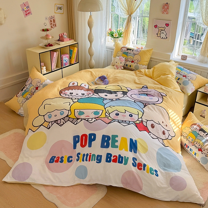 91家纺网 家纺一手货源 找家纺 馨语家居 2025新款全棉双层纱四件套 萌仔叠叠乐