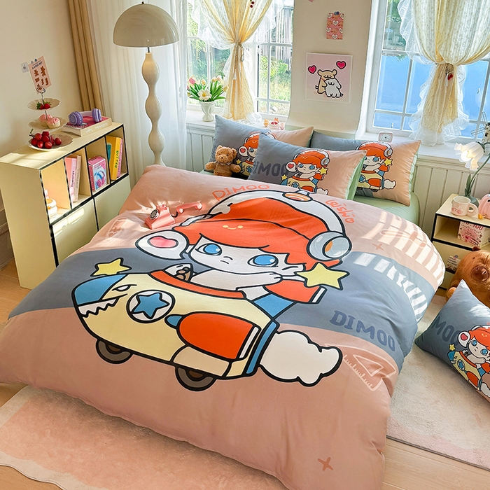 91家纺网 家纺一手货源 找家纺 馨语家居 2025新款全棉双层纱四件套 小小飞行员