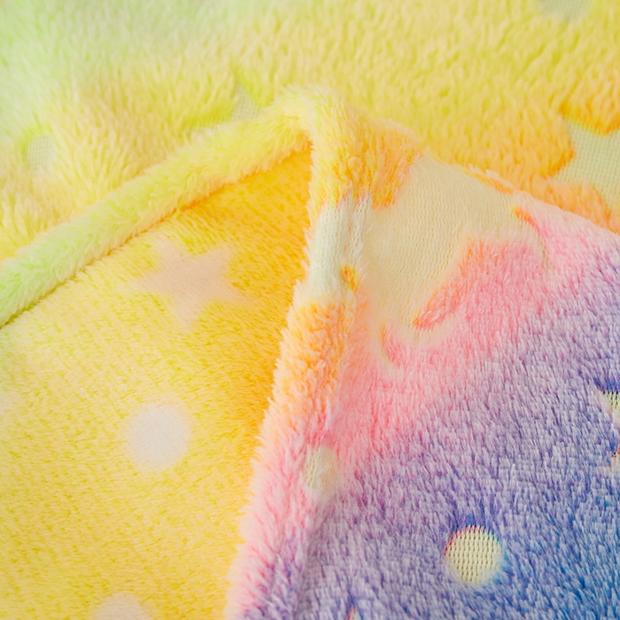 91家纺网 家纺一手货源 找家纺 梦斋家纺 2025新款夜光彩虹独角兽飞马星星法兰绒毛毯 夜光3