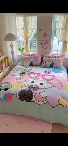 91家纺网 家纺一手货源 找家纺 馨语家居 2025新款全棉双层纱四件套 彩虹糖的梦