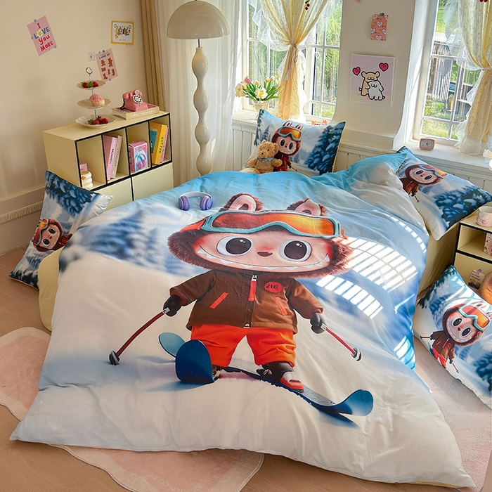 91家纺网 家纺一手货源 找家纺 馨语家居 2025新款全棉双层纱四件套 探险家