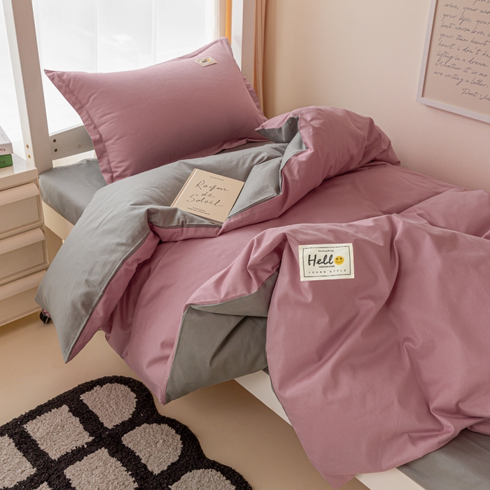 91家纺网 家纺一手货源 找家纺 贝兰仙奴 2025新款13372全棉印花简约学生三件套 豆沙