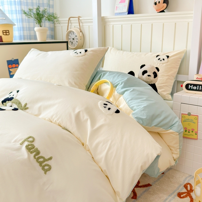 91家纺网 家纺一手货源 找家纺 （总）锦觅 2025新款学生季全棉纯棉毛巾绣三件套奶油小清新刺绣四件套（全文件大图以及买家秀）