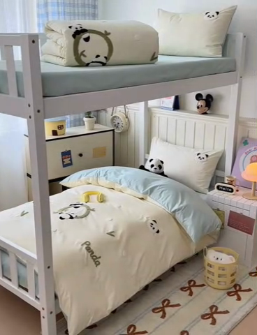 91家纺网 家纺一手货源 找家纺 锦觅 2025新款学生季全棉纯棉毛巾绣三件套奶油小清新刺绣四件套（全文件大图以及买家秀） 可爱熊猫