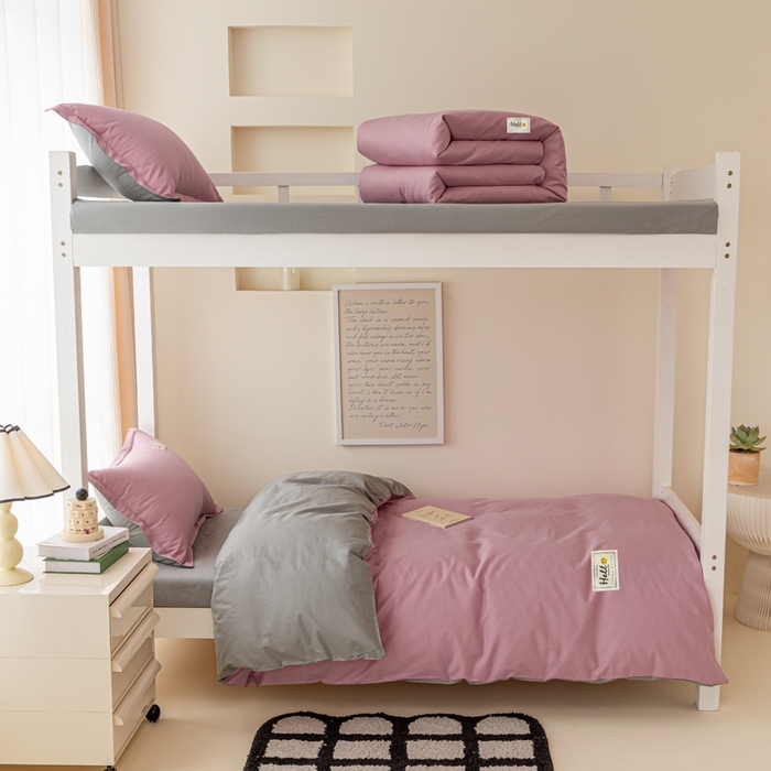 91家纺网 家纺一手货源 找家纺 贝兰仙奴 2025新款13372全棉印花简约学生三件套 豆沙