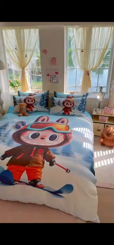 91家纺网 家纺一手货源 找家纺 馨语家居 2025新款全棉双层纱四件套 探险家