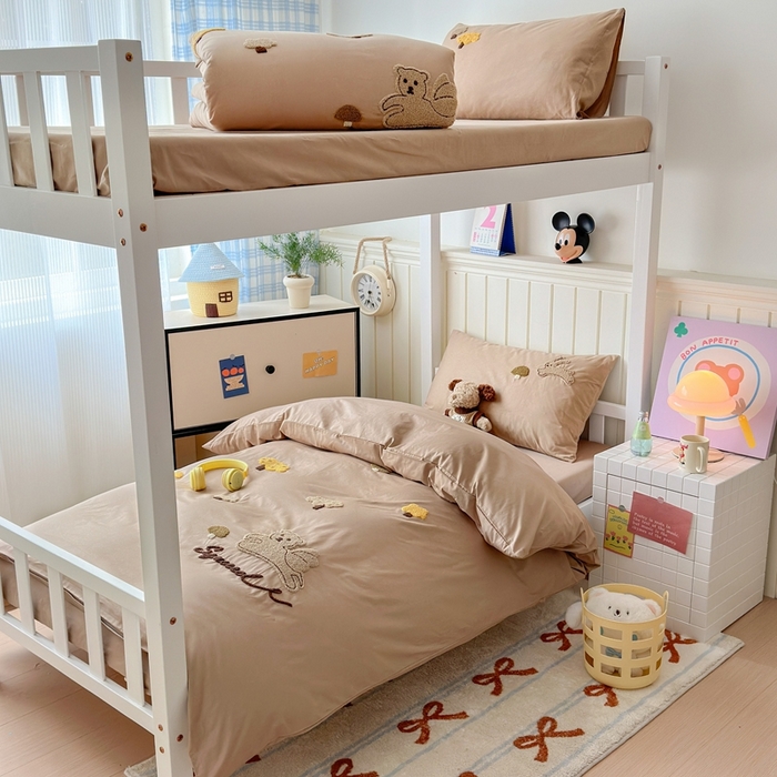 91家纺网 家纺一手货源 找家纺 锦觅 2025新款学生季全棉纯棉毛巾绣三件套奶油小清新刺绣四件套（全文件大图以及买家秀） 丛林趣事